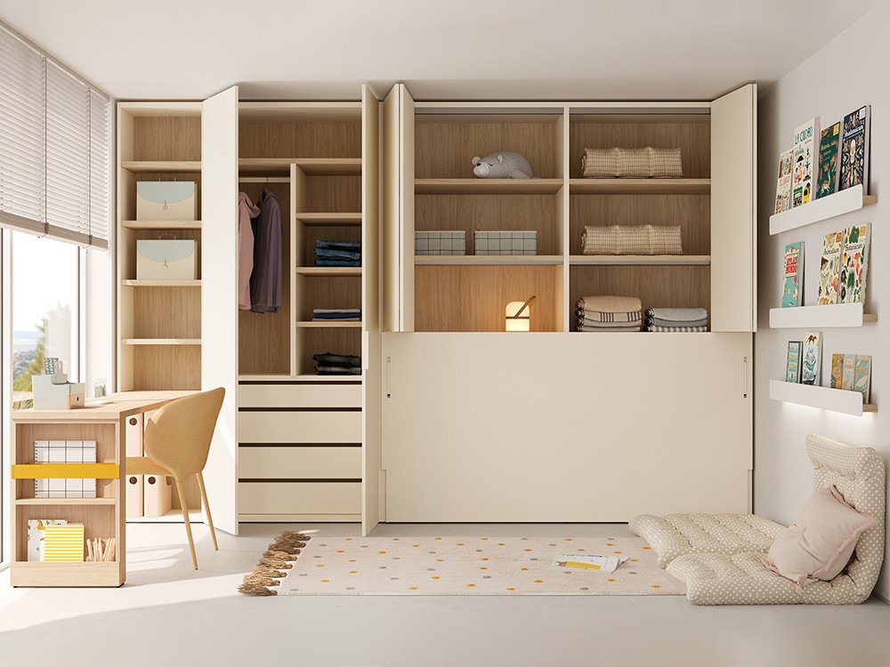 Dormitorio con cama abatible horizontal de 90cm Flow de jotajotape - 3