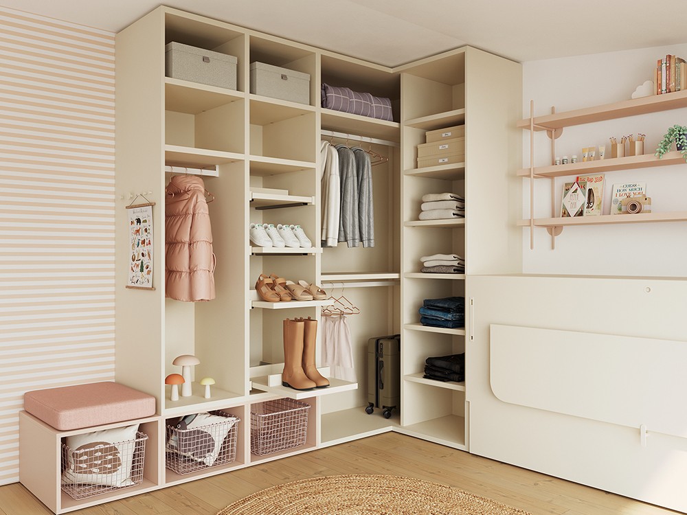 Dormitorio con cama abatible horizontal de 90cm  con escritorio Flow de jotajotape - 3