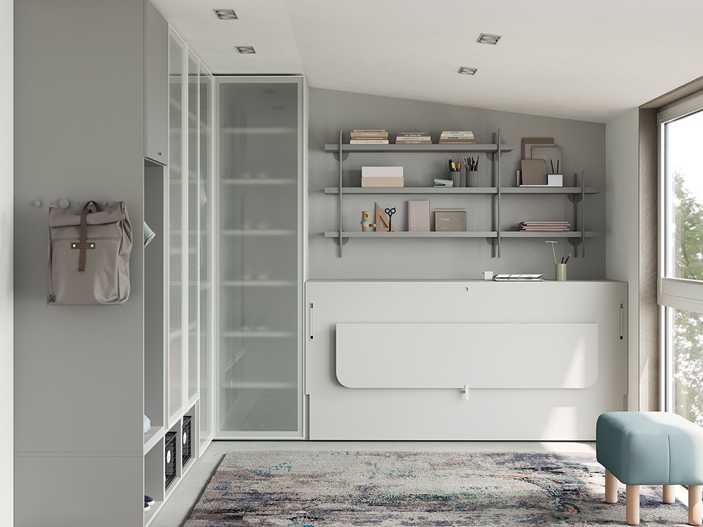 Dormitorio con cama abatible horizontal de 90cm Flow de jotajotape - 1