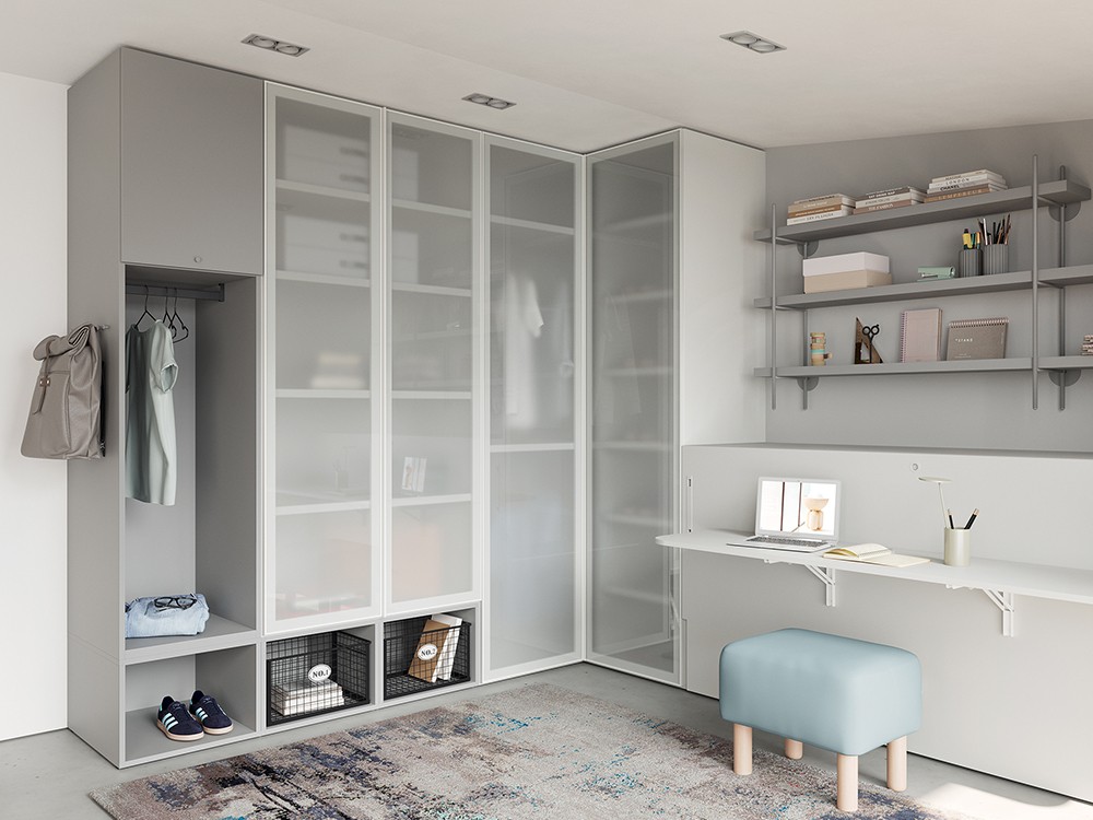 Dormitorio con cama abatible horizontal de 90cm Flow de jotajotape - 2