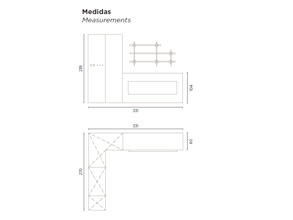 Dormitorio con cama abatible horizontal de 90cm Flow de jotajotape - 4