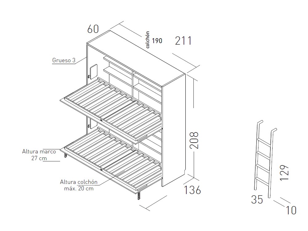 Dormitorio con litera abatible Flow de jotajotape - 8