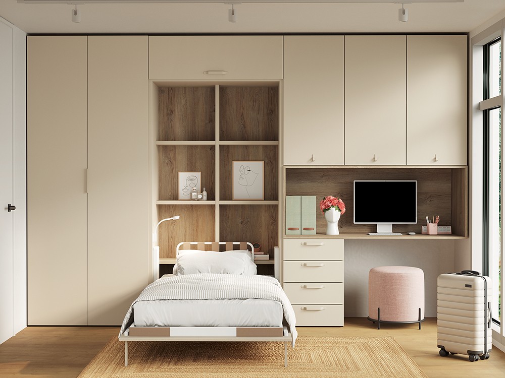 Dormitorio con cama abatible vertical 90cm Flow de Jotajotape - 2