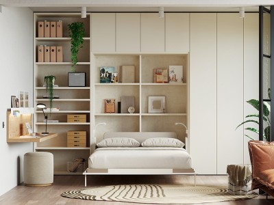 Dormitorio con cama abatible vertical 150cm Flow 24 jotajotape - 2