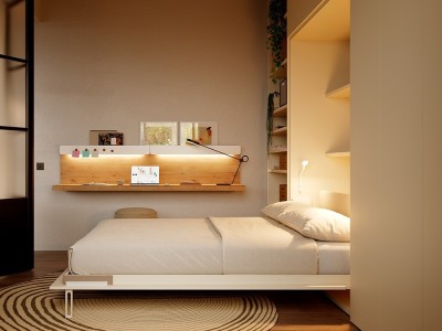 Dormitorio con cama abatible vertical 150cm Flow 24 jotajotape - 3