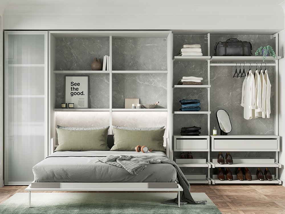 Dormitorio con cama abatible vertical 150cm Flow 26 de Jotajotape - 1