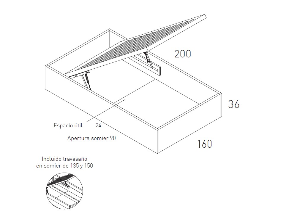 Dormitorio con cama canapé elevable Flow 38 de jotajotape - 6