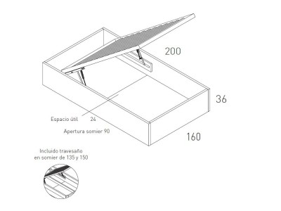 Dormitorio con cama canapé elevable Flow 38 de jotajotape - 6
