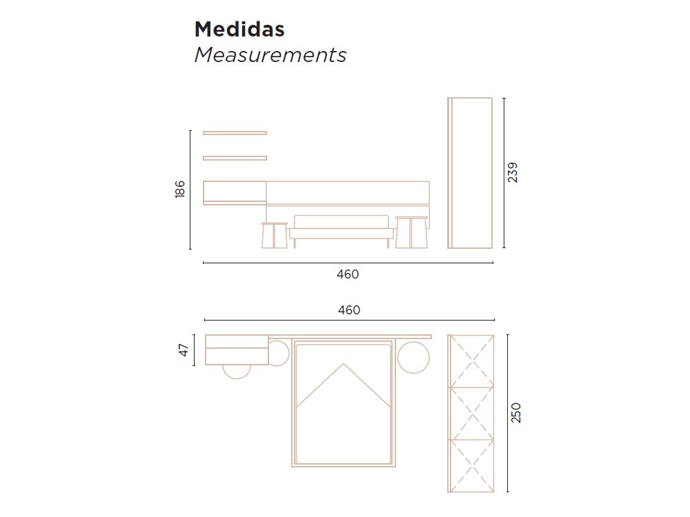 Dormitorio con cama Goa Flow 40 de Jotajotape - 4
