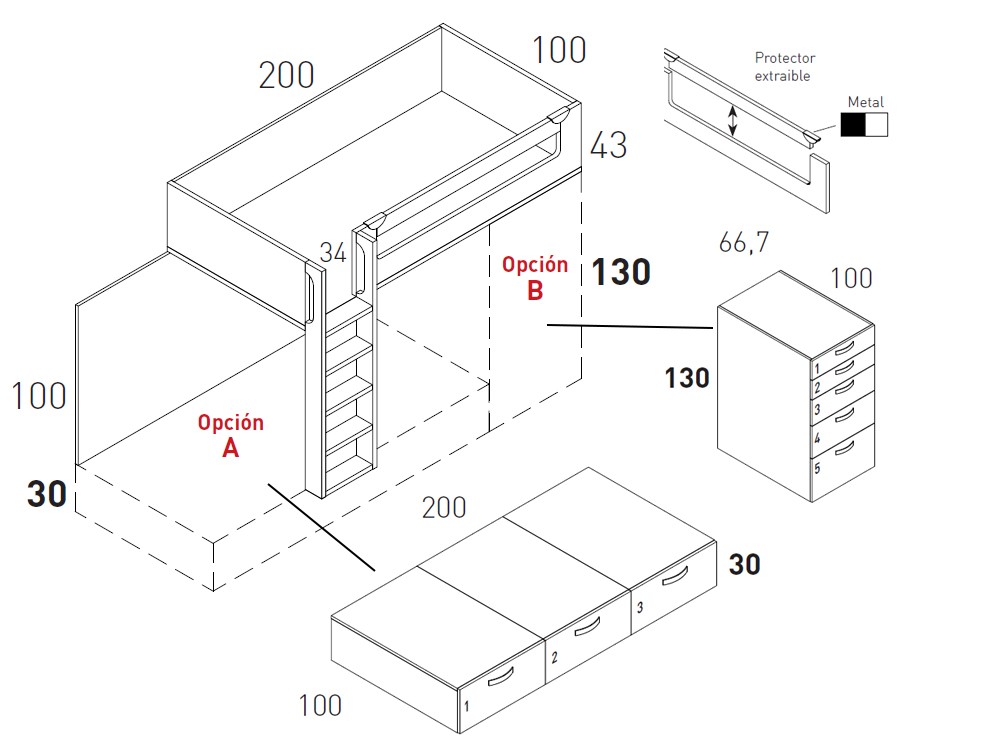 Litera tren con cajones Flow 43 de Jotajotape - 8