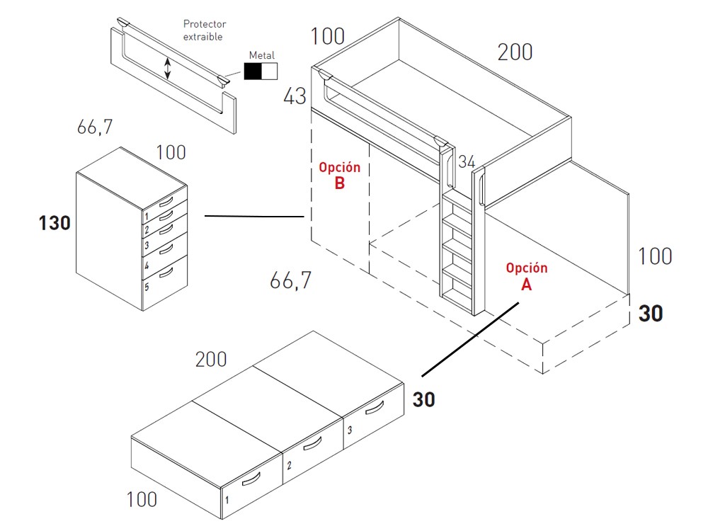 Litera tren con cajones Flow 43 de Jotajotape - 9