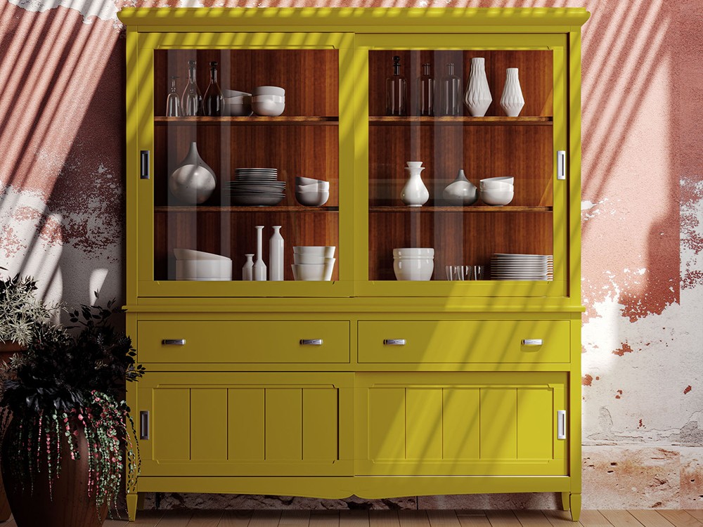 Vitrina con dos puertas y bajo con correderas Amberes