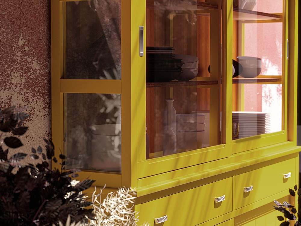 Vitrina con dos puertas y bajo con correderas Amberes