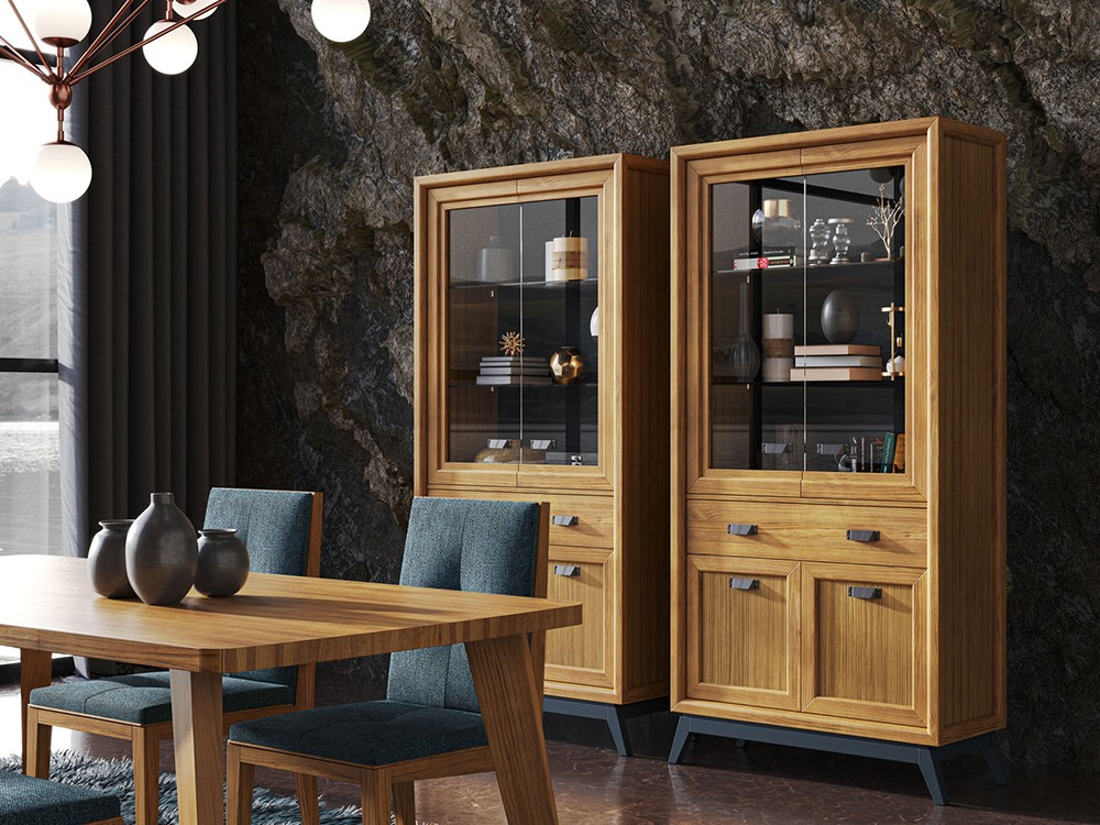 Vitrina alta Rodas de madera maciza y diseño clásico Grupo Seys - 1