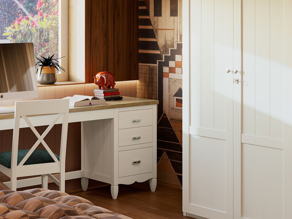 Mesa de estudio con dos cajoneras Amberes de madera maciza Grupo Seys - 4