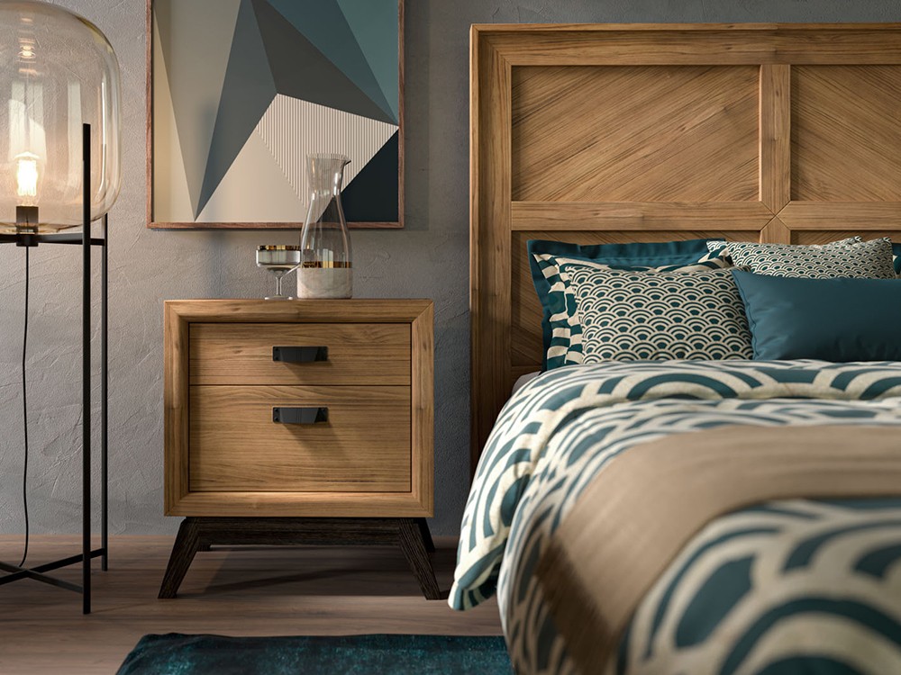 Mesita de noche de madera maciza y diseño clásico Rodas Grupo Seys - 1