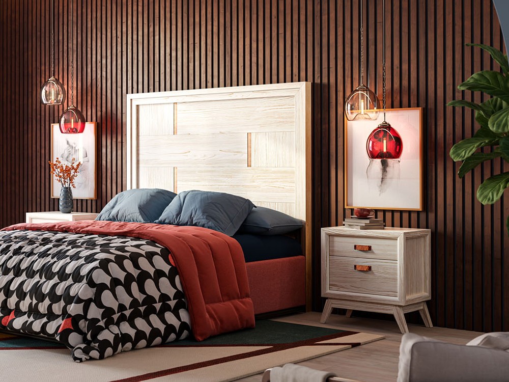 Mesita de noche de madera maciza y diseño clásico Rodas Grupo Seys - 6