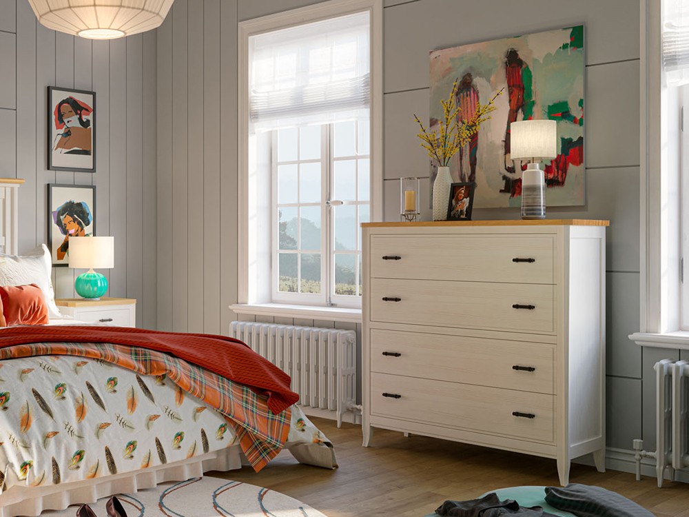 Cómoda Génova de madera maciza con cuatro cajones de Grupo Seys - 6