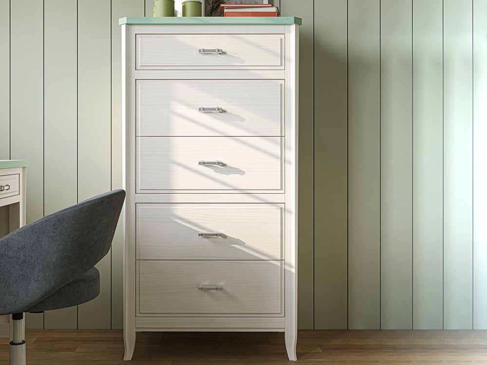 Sifonier Génova de cinco cajones fabricada en madera maciza de Grupo Seys - 1