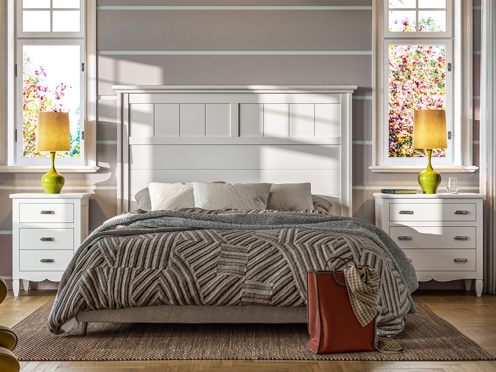 Mesita de noche Amberes de madera maciza con tres cajones de Grupo Seys - 1