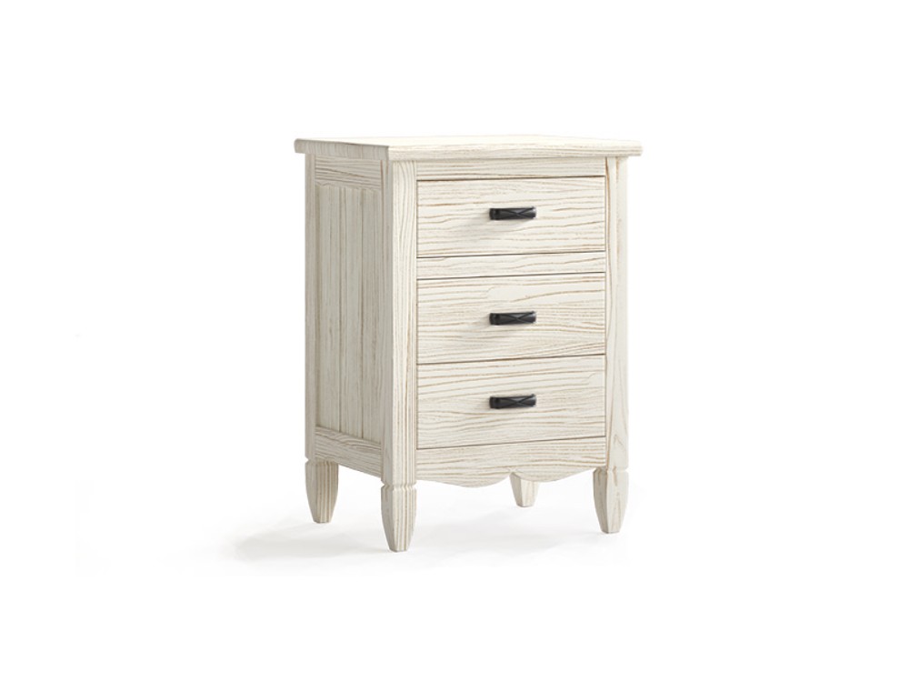 Mesita de noche Amberes de madera maciza con tres cajones de Grupo Seys - 2