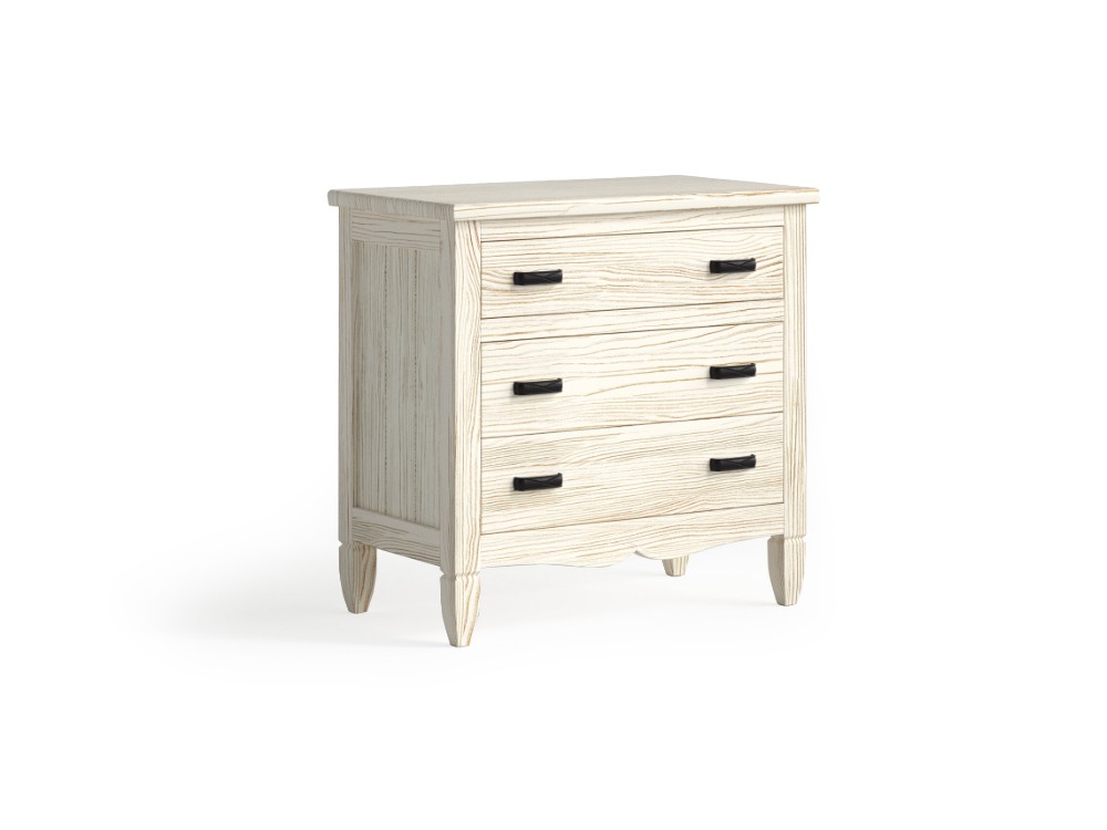 Mesita de noche Amberes de madera maciza con tres cajones de Grupo Seys - 5