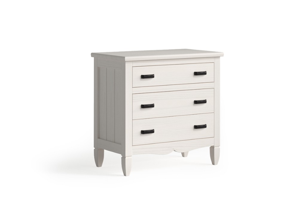 Mesita de noche Amberes de madera maciza con tres cajones de Grupo Seys - 6