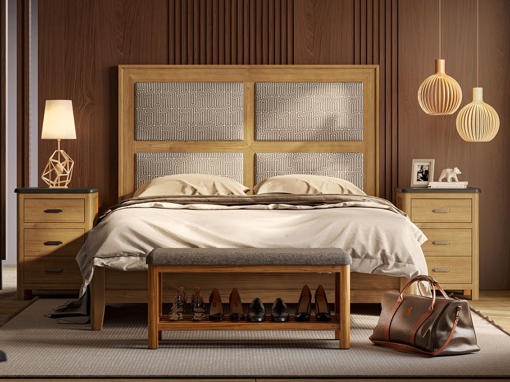 Mesita de noche Cerdeña de madera maciza con tres cajones de Grupo Seys - 8