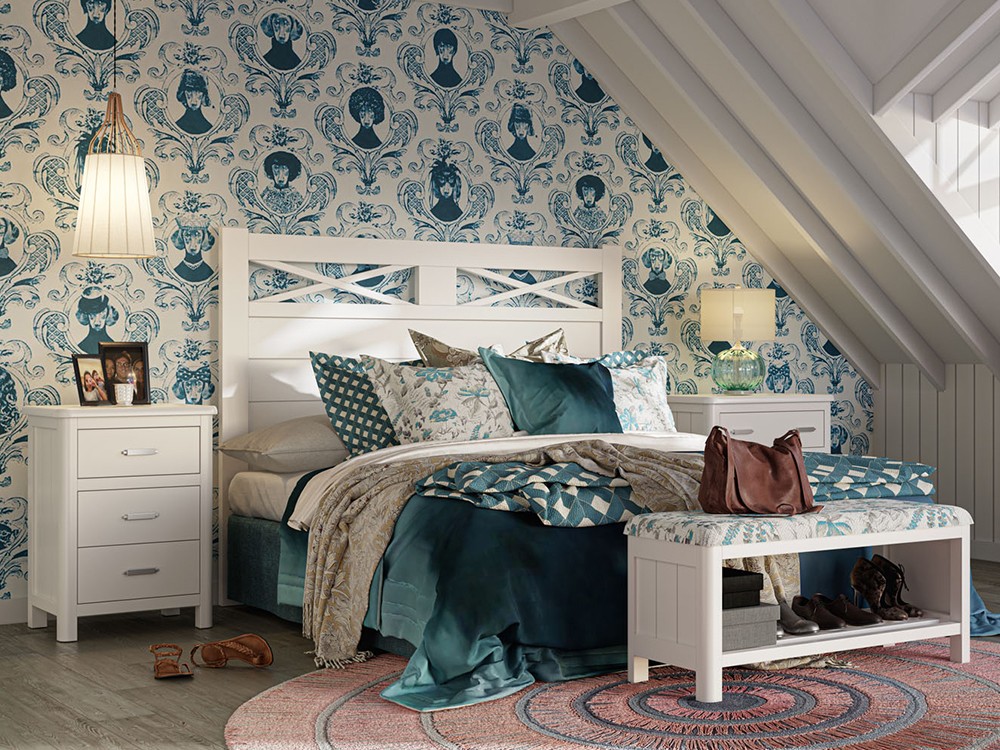 Mesita de noche Cerdeña de madera maciza con tres cajones de Grupo Seys - 9