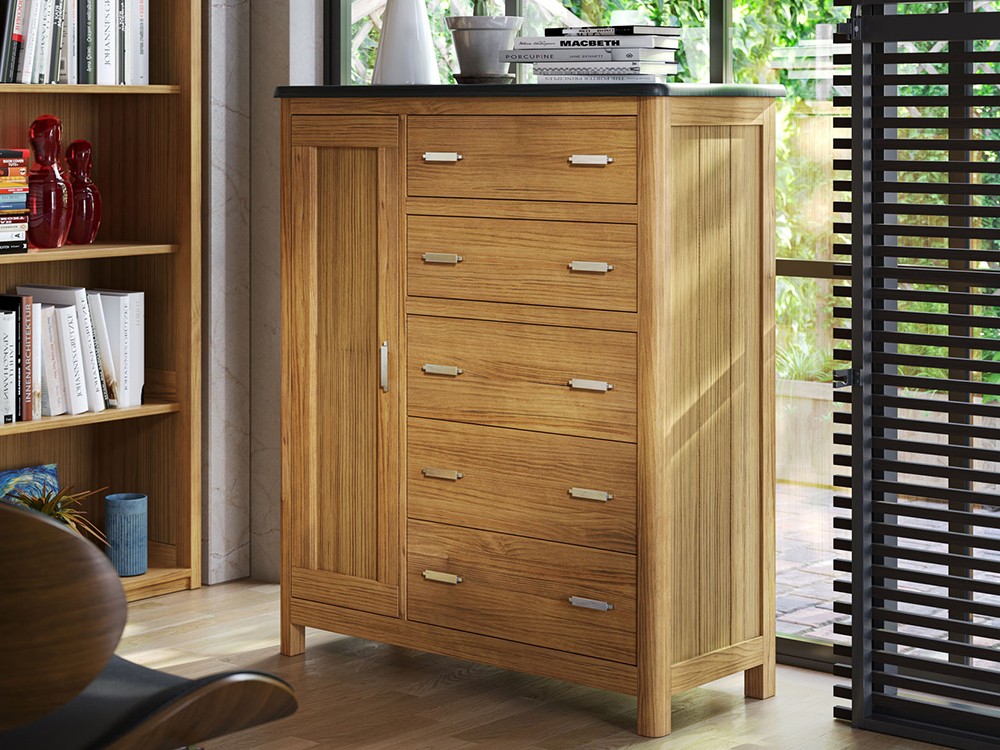 Cómoda con puerta y cajones de madera maciza Cerdeña de grupo Seys - 5