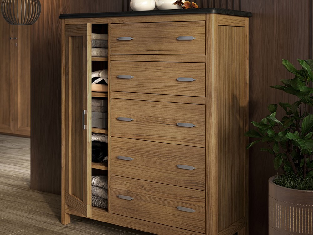 Cómoda con puerta y cajones de madera maciza Cerdeña de grupo Seys - 1