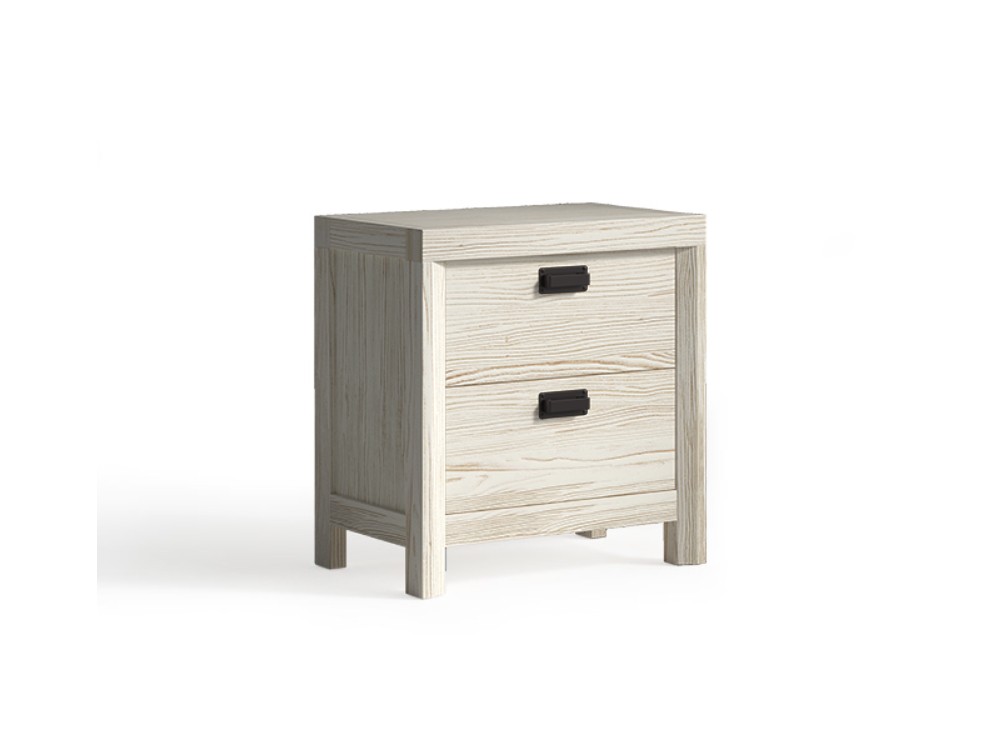 Mesita de noche Lyon con dos cajones fabricado en madera maciza de Grupo Seys - 6