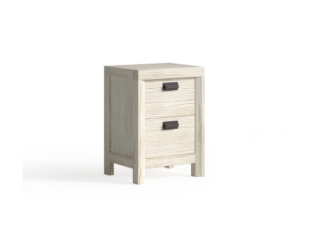 Mesita de noche Lyon con dos cajones fabricado en madera maciza de Grupo Seys - 3