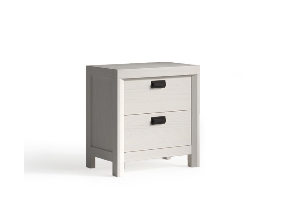 Mesita de noche Lyon con dos cajones fabricado en madera maciza de Grupo Seys - 5