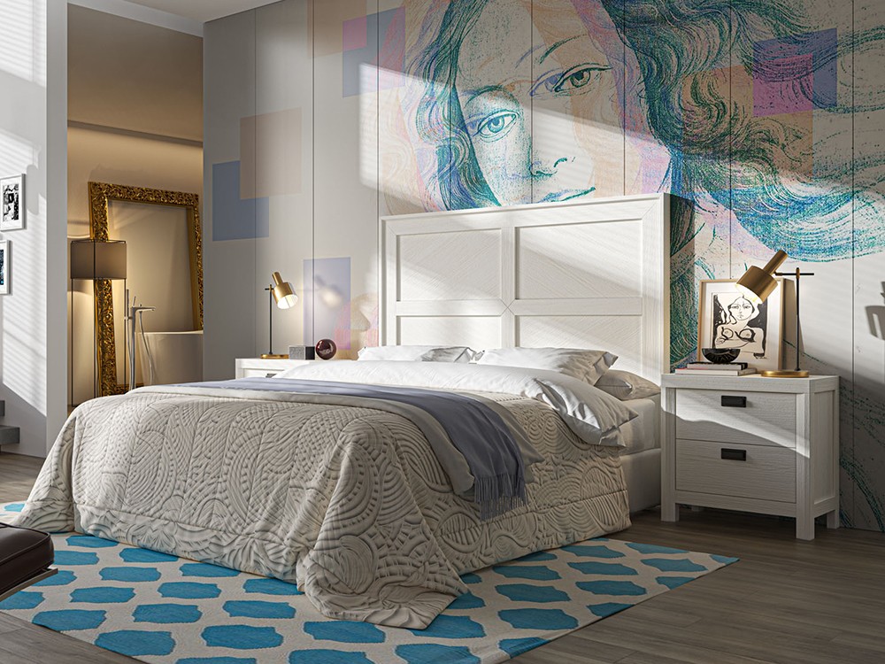 Mesita de noche Lyon con dos cajones fabricado en madera maciza de Grupo Seys - 9