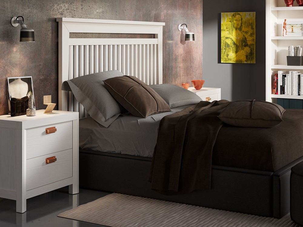 Mesita de noche Lyon con dos cajones fabricado en madera maciza de Grupo Seys - 10