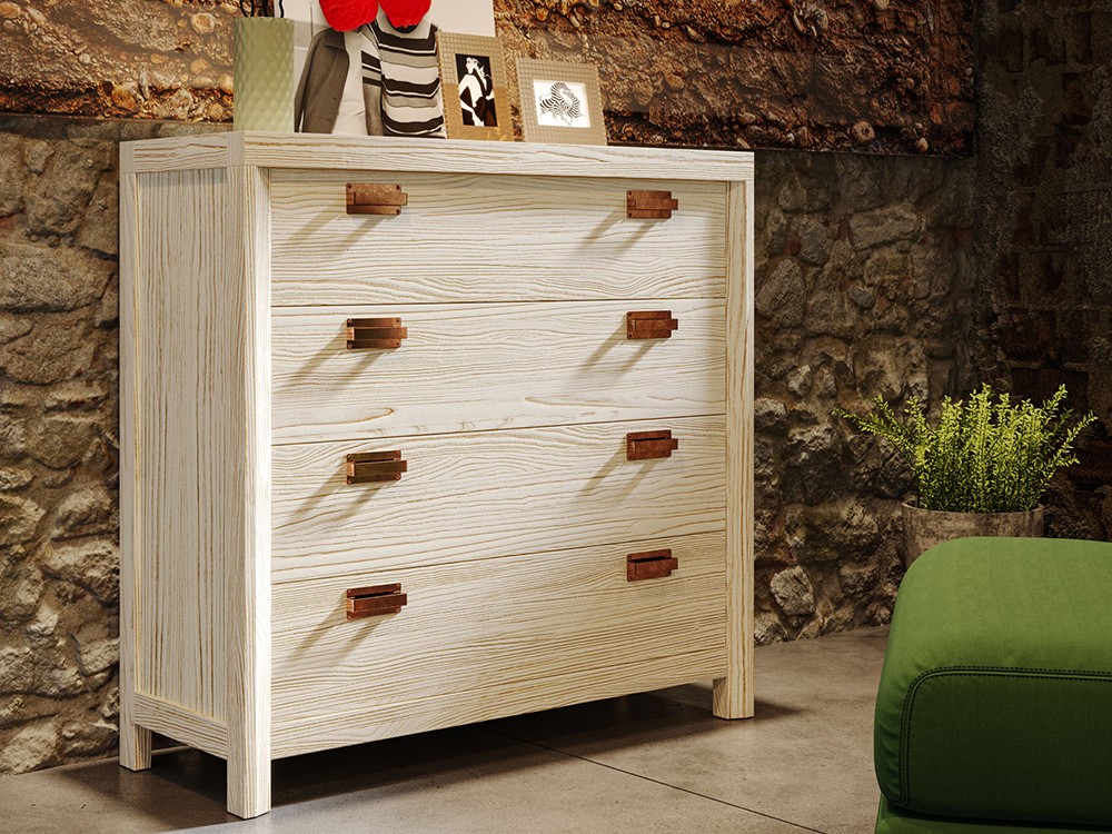 Cómoda con cuatro cajones de madera maciza Lyon Grupo Seys - 1