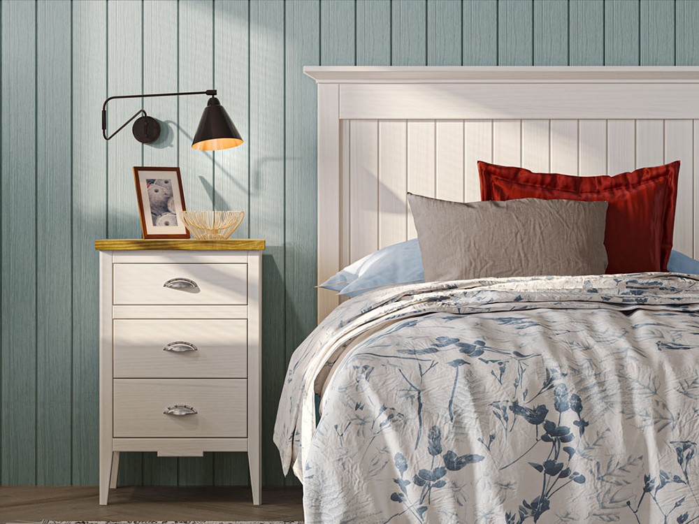 Mesita de noche de madera maciza con trews cajones Nantes de Grupo Seys - 1