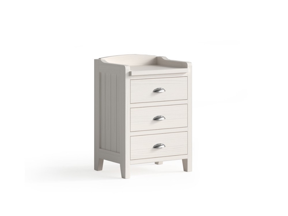 Mesita de noche Verona de madera maciza con tres cajones de Grupo Seys - 2