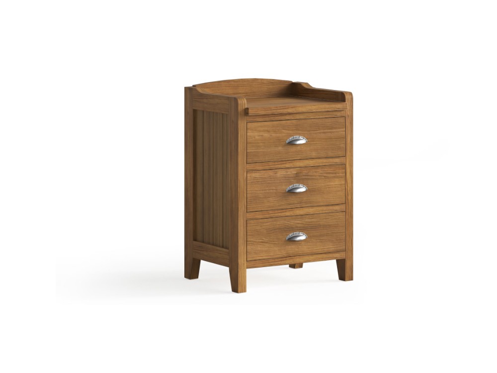 Mesita de noche Verona de madera maciza con tres cajones de Grupo Seys - 4