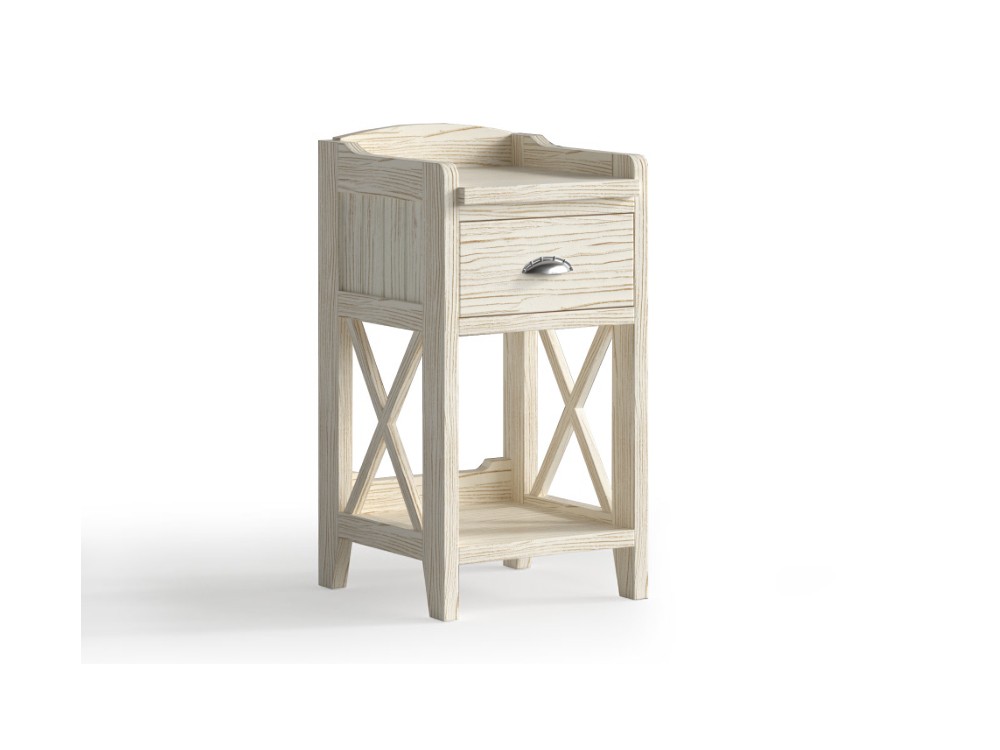 Mesita de noche con un cajón Verona de madera maciza de Grupo Seys - 3