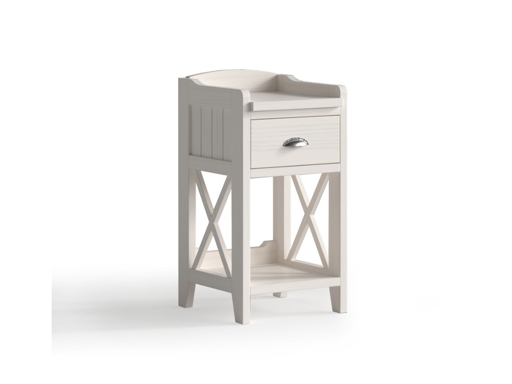 Mesita de noche con un cajón Verona de madera maciza de Grupo Seys - 2