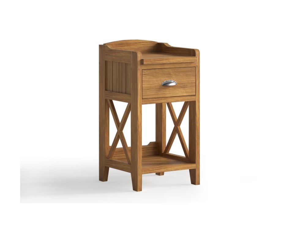 Mesita de noche con un cajón Verona de madera maciza de Grupo Seys - 4