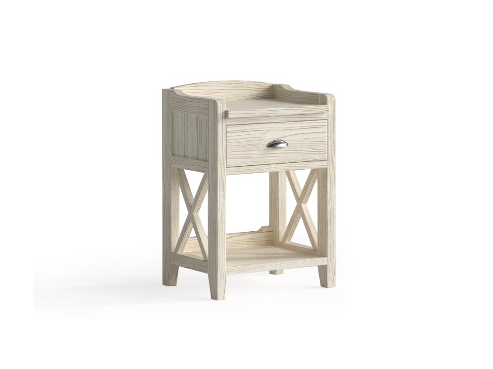 Mesita de noche con un cajón Verona de madera maciza de Grupo Seys - 6