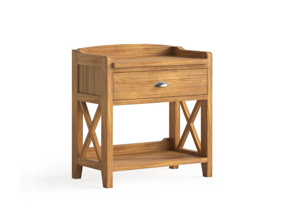 Mesita de noche con un cajón Verona de madera maciza de Grupo Seys - 10