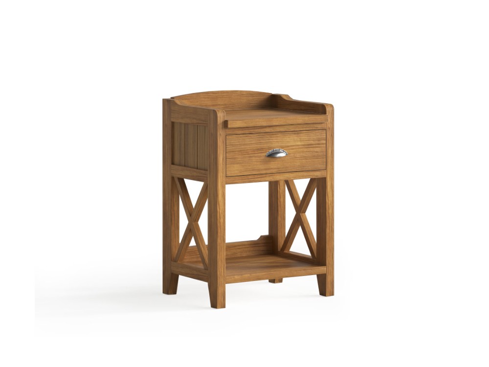 Mesita de noche con un cajón Verona de madera maciza de Grupo Seys - 7