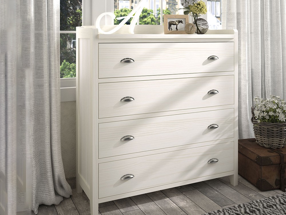 Cómoda Verona de madera maciza con cuatro cajones de Grupo Seys - 1