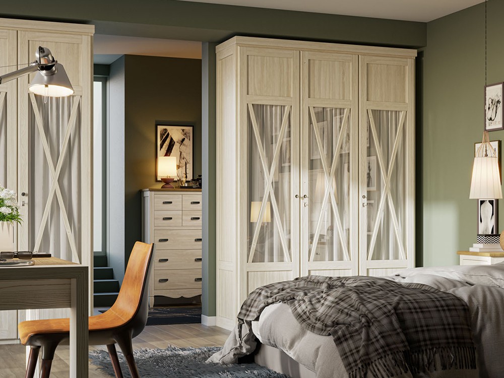 Armario puertas cristal Mediterráneo de madera maciza Grupo Seys - 2