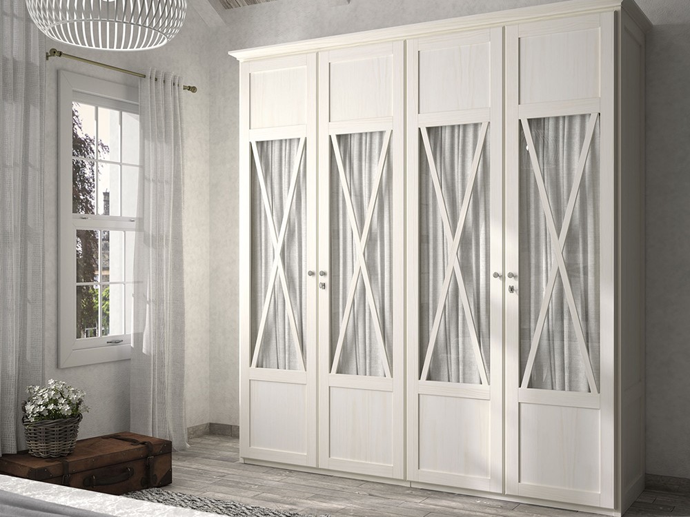 Armario puertas cristal Mediterráneo de madera maciza Grupo Seys - 1