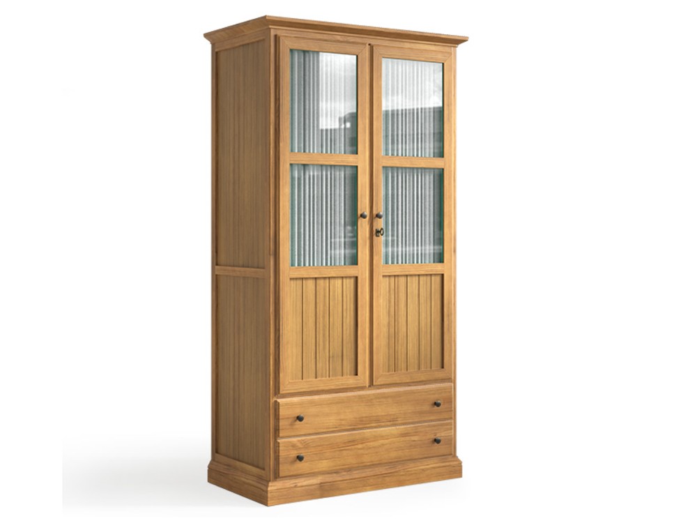 Armario puertas de cristal con visillo Niger de madera maciza de Grupo Seys - 5